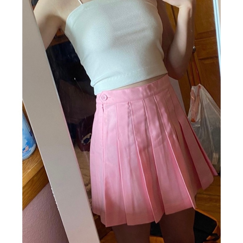 american apparel pink pleated tennis skirt